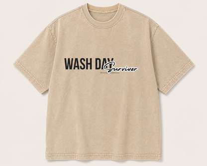 Wash Day Survivor AcidWash Tee